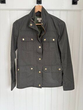 J.Crew Downtown Field Jacket — Olive Green Cotton Utility, Size XS